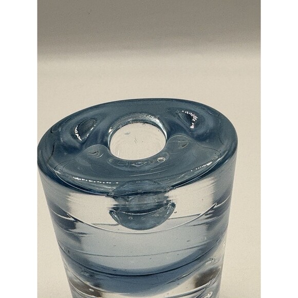 Vintage Clear & Blue Art Glass Tealight Candle Holder Bubble Design Modern - Picture 9 of 10
